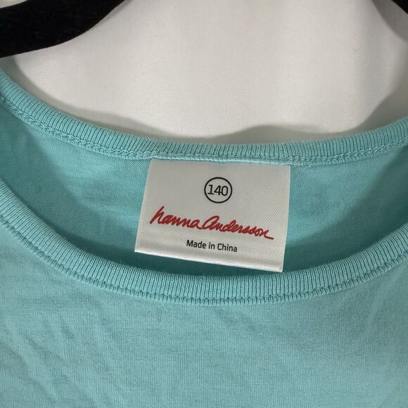 Hanna Anderson Shirt Girls 10 Blue Tank Top Round Neck Fish Print 100% Cotton - Picture 5 of 10